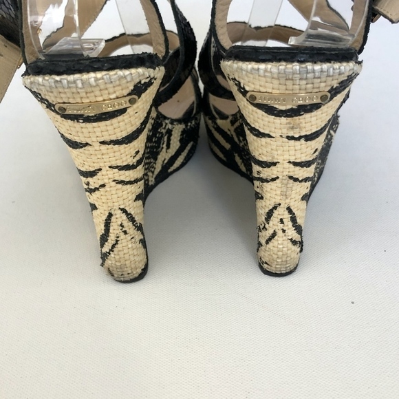 Jimmy Choo Black White Zebra Print Wedges Size 8.5 - Picture 6 of 8